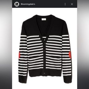KATE SPADE NY Broome Street Heart Patch Stripe Wool Blend Cardigan